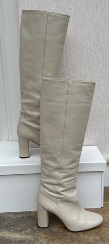 Zara knee high boots cream - zara,