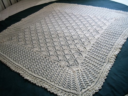Cream white christening shawl - cream/white,