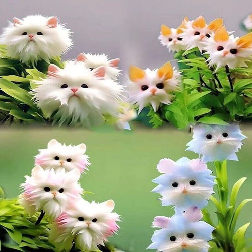 100pcs big flower - faced, cat