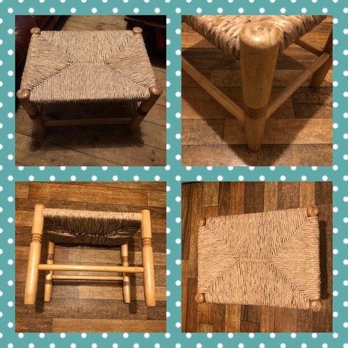 Large antique wooden footstool - large,