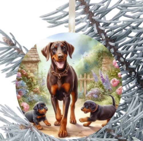 Doberman dogs hanging bauble - dogs,