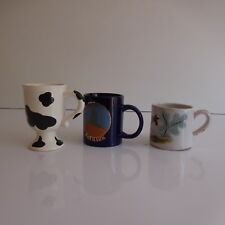 3 Mugs Cups Ceramic Hand Made 20th Century Art Deco Design Pn France