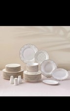 53  Piece Dinner Set for 12 People, Karaca Siena, China  Bone, Gold White