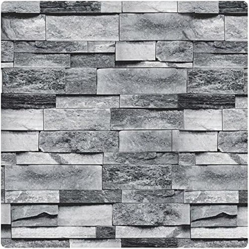 Grey brick wallpaper peel - grey,