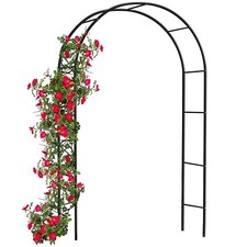 2.4M Garden Arch Trellis Arched Metal Tubular Frame Climbing Plant Archway