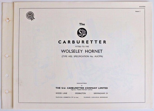 The carburetters wolseley - su,