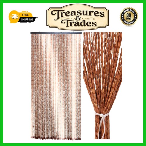 Natural bamboo wood beaded - natural,