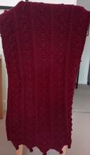 Hand Knitted Aubergine Wool Throw
