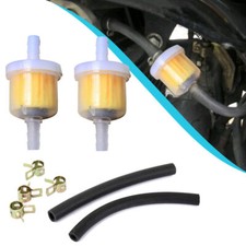 Motorcycle Fuel Petrol Inline Oil Filter Hose Pipe W/ Clip For Scooter Bike ATV