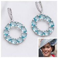 Hoop Earrings, Aquamarine