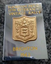 1963 Vintage Brighton 17th Vet Rally SUNBEAM MCC Flat Back Badge 7.5cm x 5cm