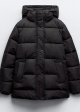 BNWT ZARA Black WATER REPELLENT PUFFER Quilted COAT  Jacket  SIZE M