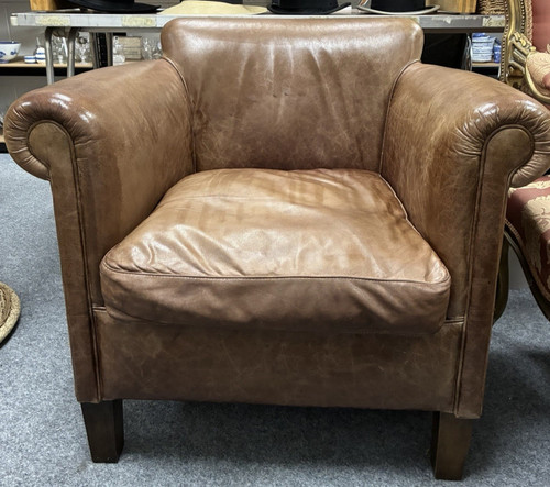 Tan brown leather tub - brown, club