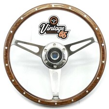 Classic Austin Mini GT 13" Riveted Wood Rim Steering Wheel & Alloy Boss Kit