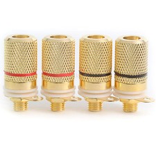 4x Solder Type Speaker Binding Post Terminal Sockets Gold Plated 4mm