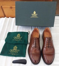 NEW UNWORN MENS CROCKETT&JONES DK BROWN LEATHER CITY SOLE LACE CAP TOE SHOES 7.5