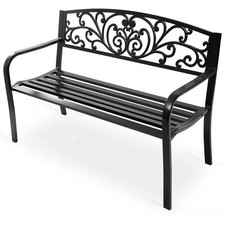 Outdoor Vines Pattern Love Seat Garden Bench Patio Park Bench w/Curved Seat