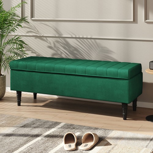 Long velvet storage ottoman - storage,