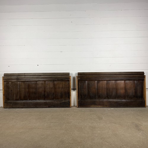 Pair antique oak pew - antique, panels