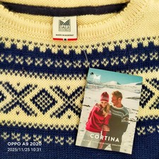 New Dale of Norway 'Cortina' Olympic sweater 100% wool size M navy/cream design