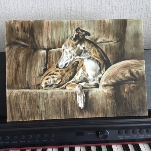 Greyhound dog art watercolour - dog,