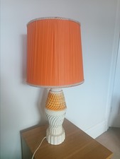 Large table Lamp Fat Lava Vibrant Orange Vintage Lampshade working order