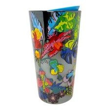 Starbucks Neon Flowers Immersive Florals Luster Ceramic Travel Tumbler Mug 12 oz