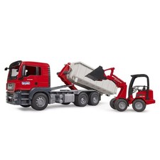 Bruder MANS TGS Truck with Roll-off Container & Schäffer Yard Loader Toy Set