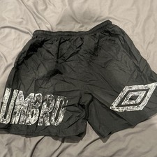 Vintage Umbro Men’s Nylon Shorts XL black Drawstring  Soccer
