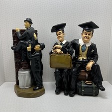Vintage Laurel & Hardy Resin Ornaments/Figurines - Graduation & Climbing A Wall 