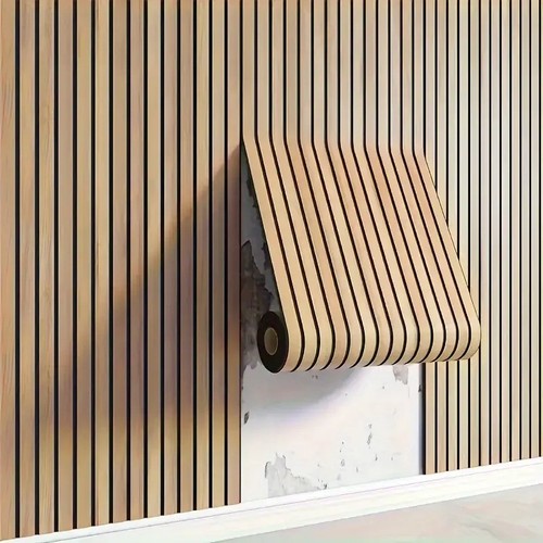 Wood slat wallpaper self - wallpaper,