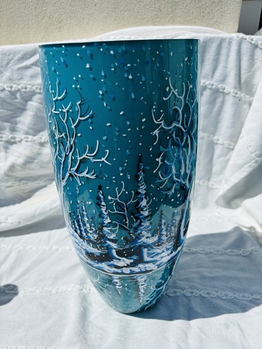 Hand painted art glass - painted, vase