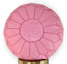 MOROCCAN PINK LEATHER  POUFFE