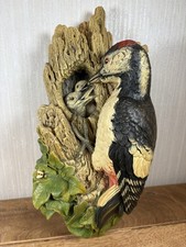 Vintage Bossons England Chalkware Wall Plaque Woodpecker 1968