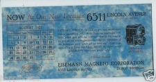 1927 Eisemann Magneto Corp Detroit MI Color Litho Blotter / August Calendar
