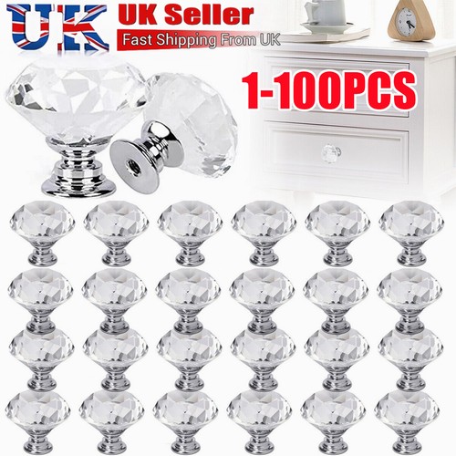 30mm crystal glass door - 30mm, knobs
