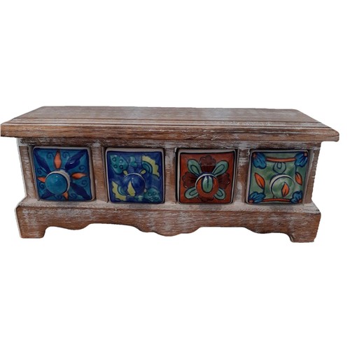 Mango wood chest with feet - wood,