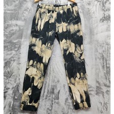 TopShop Pants Womens US 12 Black Tan Printed Satin Pull On Jogger Office Preppy