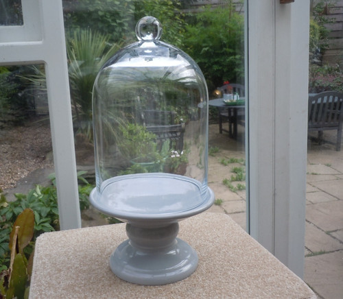 Large glass cloche grey - glass,
