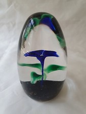 stunning floral glass paperweight with maker's mark to base