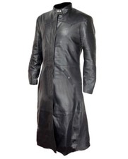 Mens Trench Coat Black Leather