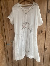 Magnolia Pearl Dress Sheer Cotton With Hand Embroidery OS,No Inner Tag,imperfect