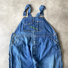 KEY Imperial Denim Dungarees Mens 50" Vintage Workwear Overalls Blue