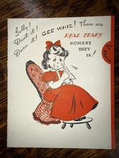 Vintage 1942 Get Well Card Girl Crying Golly Drat Darn Gee Whiz IT’SaMOVIE CARD