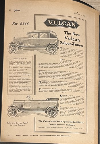 1923 vulcan saloon tourer - saloon,