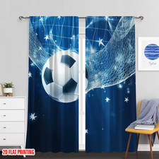 Window Curtains Polyester Football Soccer Print Home Curtains All Sizes