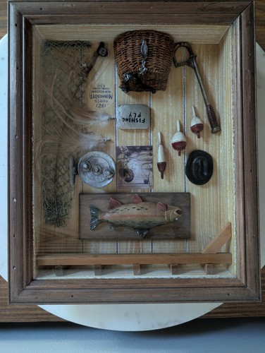 Vintage fishing shadow box - vintage,