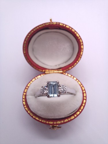 18ct white gold aquamarine and - aquamarine,