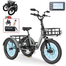 MOONCOOL 20x3 in Fat Tyres Electric Tricycle Adults Folding Trike E-bike&Battery