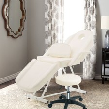 Reclining Massage Table Beauty Salon Chair Treatment Tattoo Couch Bed with Stool